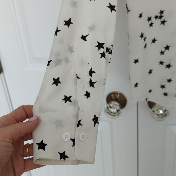 EQUIPMENT Slim Signature Star Silk Shirt White Top Small - Picture 12 of 15